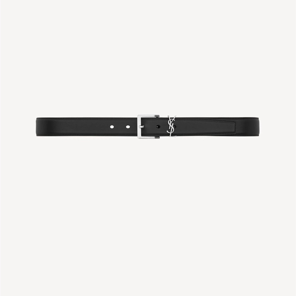 SAINT LAURENT CASSANDRE VADIM BELT IN BLACK SMOOTH LEATHER - Picture 8 of 10
